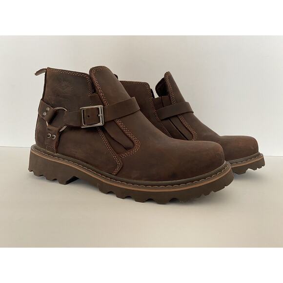 Z.SUO Women's Genuine Leather Brown Boots Biker‎ Buckle Round Toe Ankle Size 8.5 - Picture 1 of 10